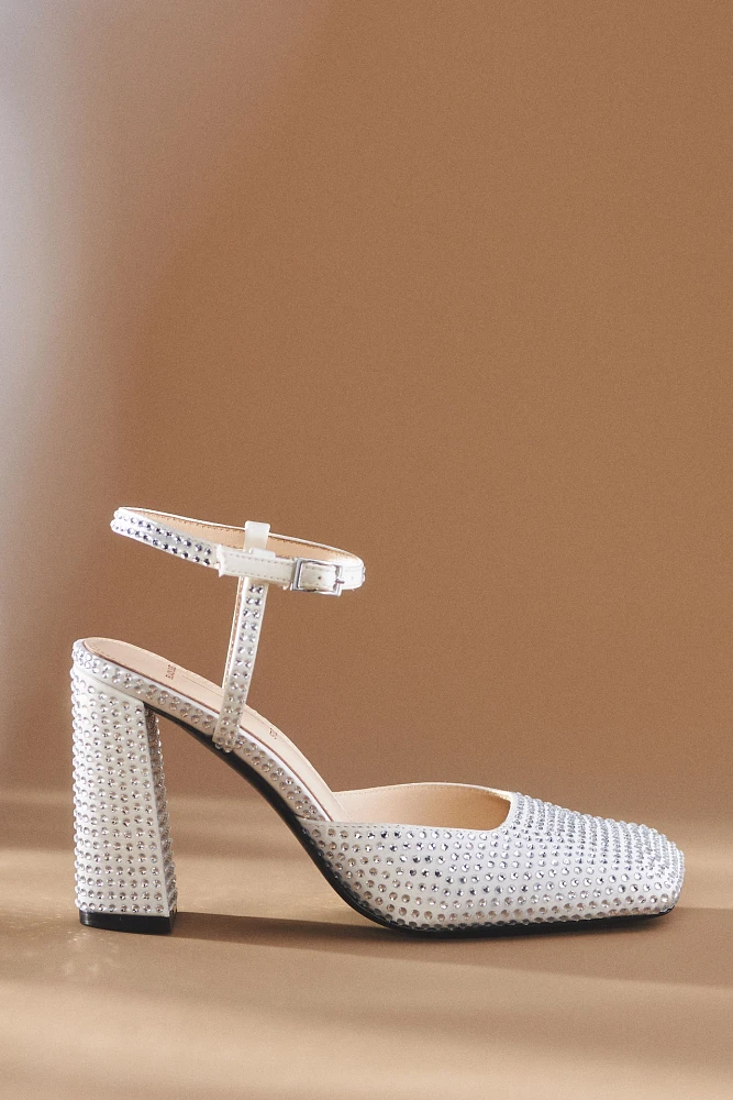 Black Suede Studio Meadow Rhinestone Heels
