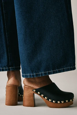 By Anthropologie Wood-Bottom Clog Heels