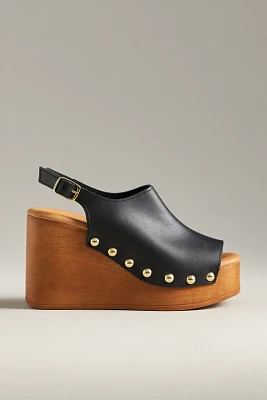 By Anthropolgie Slingback Wood-Bottom Heels