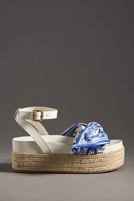 Farm Rio Scarf Raffia Platform Sandals