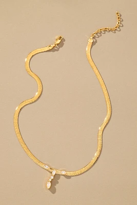 Luv Aj Bianca Drop Crystal Snake Chain Necklace