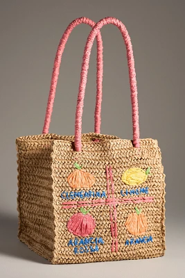 Damson Madder Raffia Fruit Tote