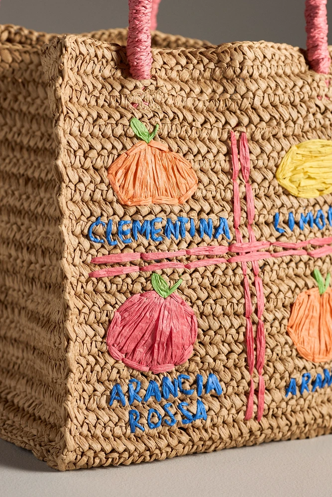 Damson Madder Raffia Fruit Tote