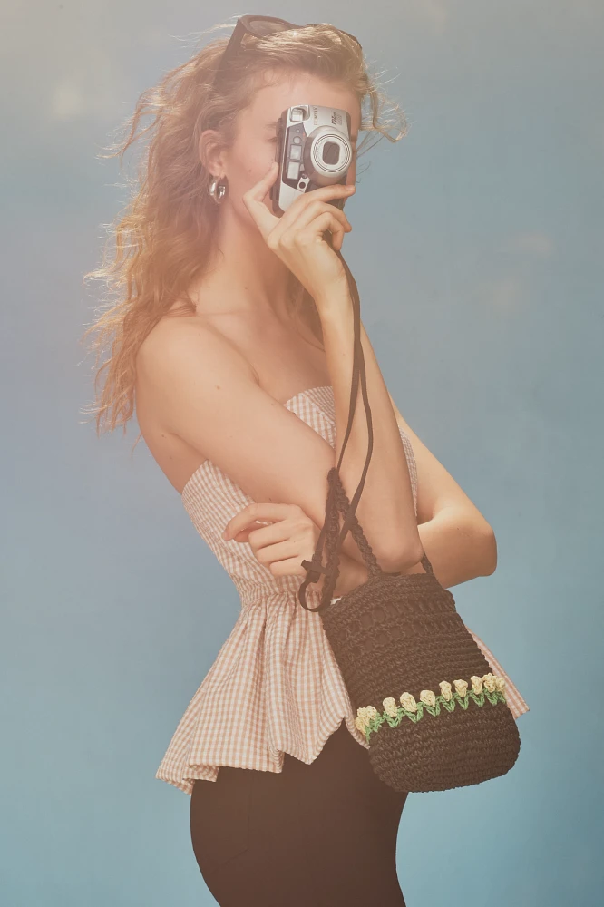 Damson Madder Raffia Bucket Bag