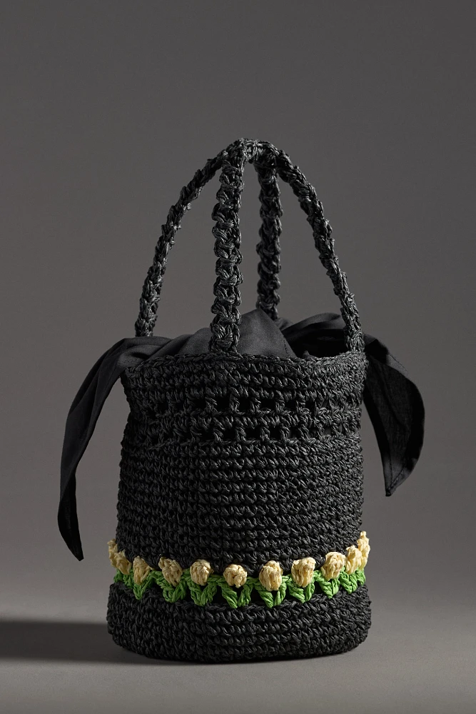 Damson Madder Raffia Bucket Bag