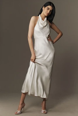 Shona Joy La Lune High Cowl-Neck Open-Back Maxi Dress