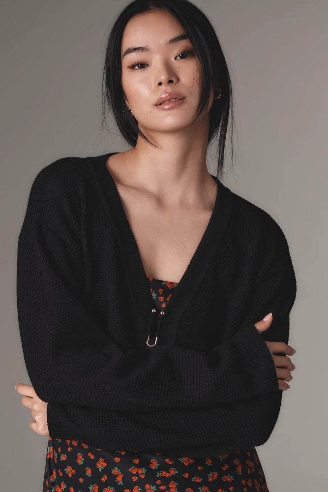 The Livvy Waffle Knit Cardigan Sweater by Flat White: Shrug Edition