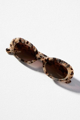 Crystal Tortoiseshell Oval Sunglasses
