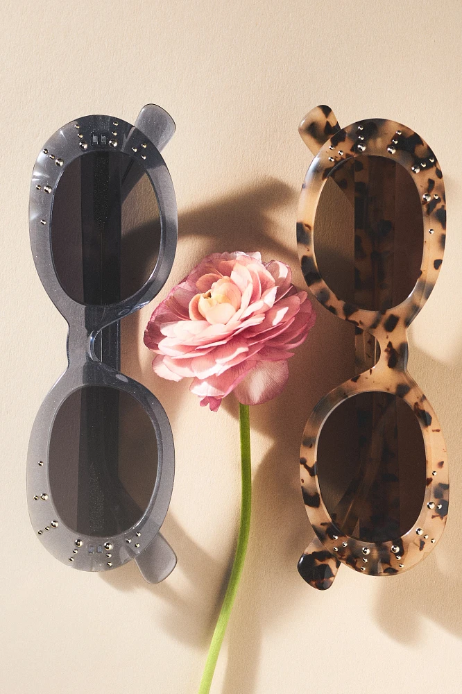 Crystal Tortoiseshell Oval Sunglasses