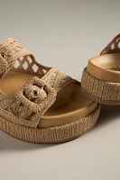 Bibi Lou Raffia Platform Slide Sandals