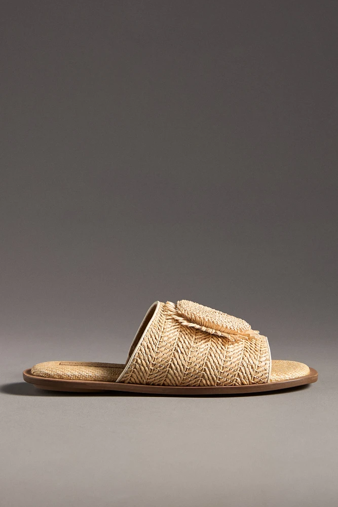 Kelsi Dagger Brooklyn Bloom Raffia Slide Sandals