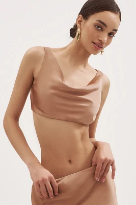 Norma Kamali Maria Sleeveless Satin Crop Top
