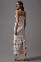 LEO LIN Rayne Strapless Appliqué Midi Dress