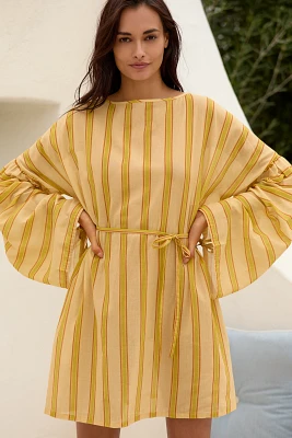 SoleilSoleil Long-Sleeve Striped Mini Kaftan