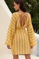 SoleilSoleil Long-Sleeve Striped Mini Kaftan