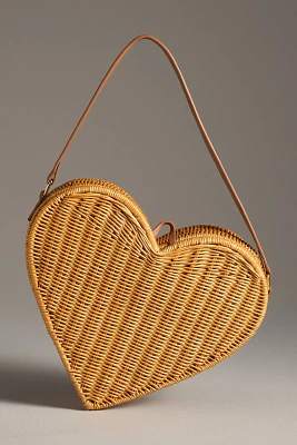 Serpui Pulsating Heart Wicker Shoulder Bag