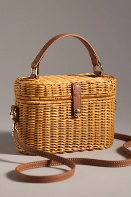 Serpui Catia Wicker Basket Top-Handle Bag