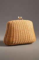 Serpui Blair Flamingo Wicker Clutch Bag