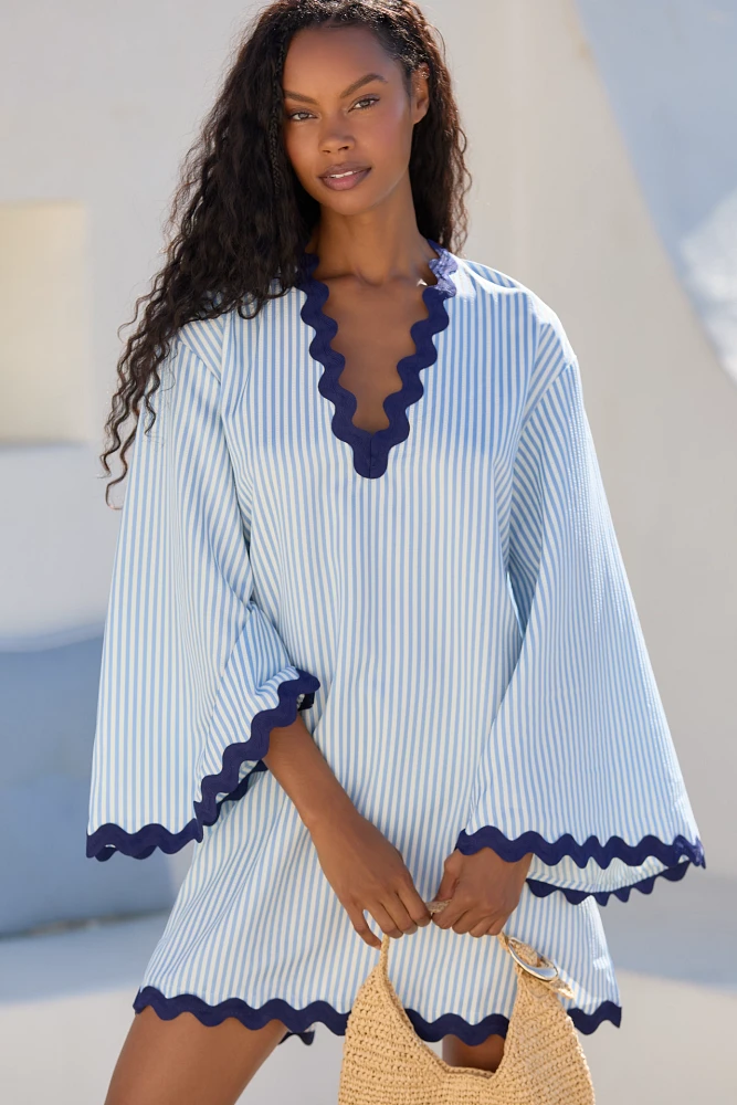 Flat White Striped Ric Rac Tunic