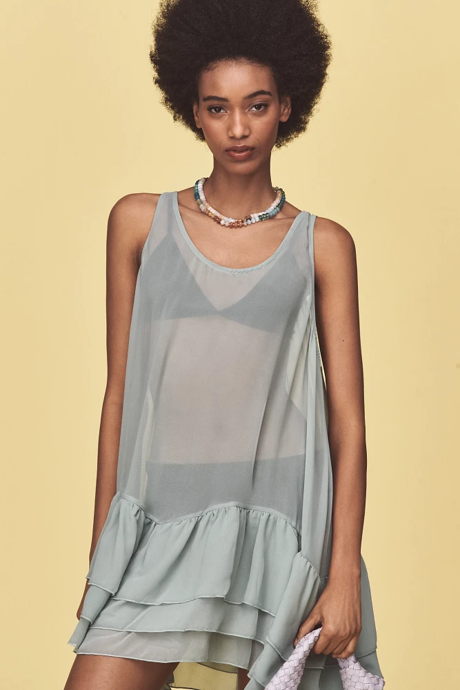 Sarah Hann Sheer Ruffle Tunic