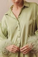 Hutch Faux-Feather Trim Short Pajama Set