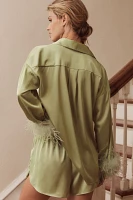 Hutch Faux-Feather Trim Short Pajama Set