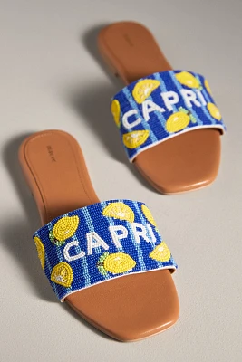 The Fiona Beaded Slide Sandals by Maeve