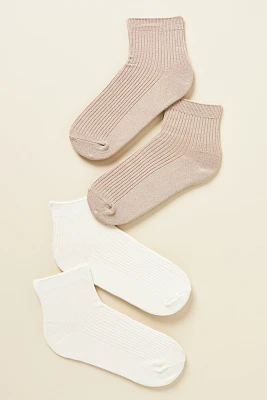 Solid Quarter Crew Socks, Set of 2