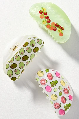 Frasier Sterling Veggie Hair Claw Clips, Set of 3