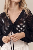 Maeve Crochet Lace-Up Cardigan Sweater