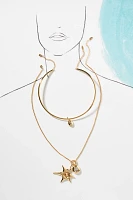 Charm Collar Necklaces, Set of 2