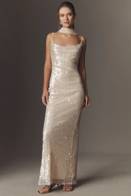 Mare Liquid Sequin Column Maxi Dress