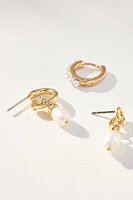 Pearl Huggie Earrings, Set of 3