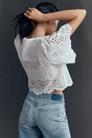 Maeve Tie-Front Eyelet Crop Blouse