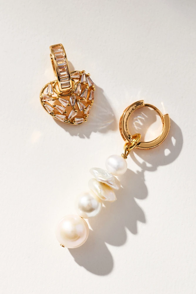 NOTTE Jewelry Mixed XOXO Pearl Mismatched Earrings