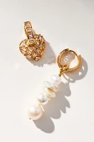 NOTTE Jewelry Mixed XOXO Pearl Mismatched Earrings