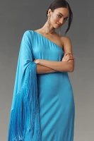 Mare Gemma One-Shoulder Fringe Midi Dress