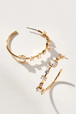 Spaced Crystal Hoop Earrings