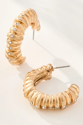 Ribbed Metal Hoop Earrings