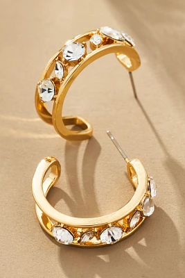Crystal Cluster Hoop Earrings