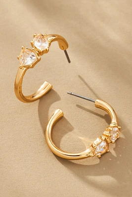 By Anthropologie Double Stone Midi Hoop Earrings