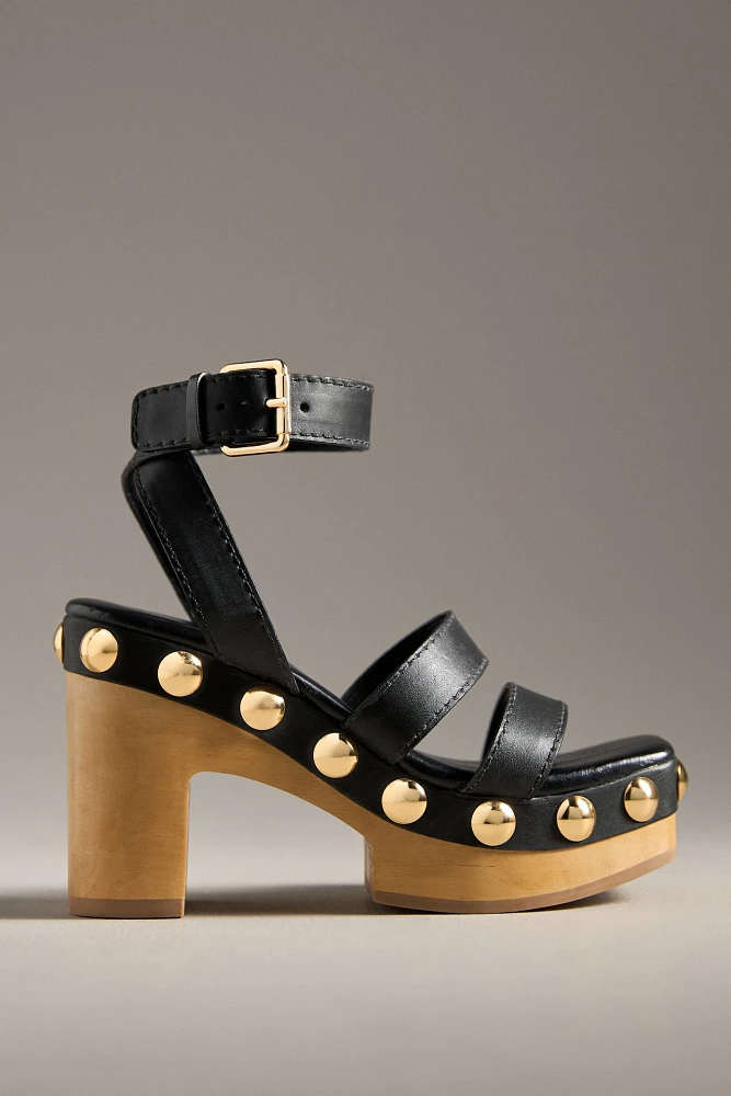 Vicenza Wood-Bottom Studded Platform Sandals