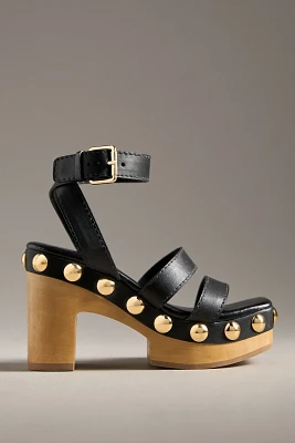 Vicenza Wood-Bottom Studded Platform Sandals
