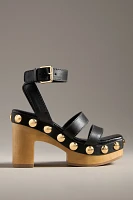 Vicenza Wood-Bottom Studded Platform Sandals