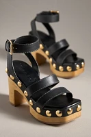 Vicenza Wood-Bottom Studded Platform Sandals