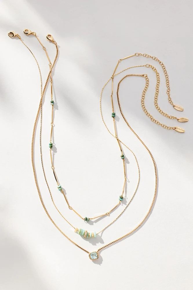 Beaded Shell & Crystal Necklaces, Set of 3