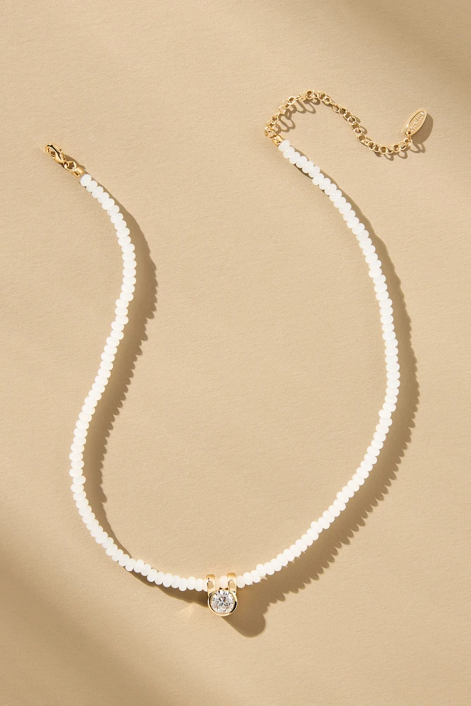 Small Crystal Pendant Beaded Necklace