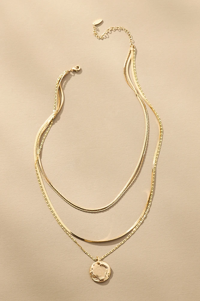 Layered Coin Charm Necklace
