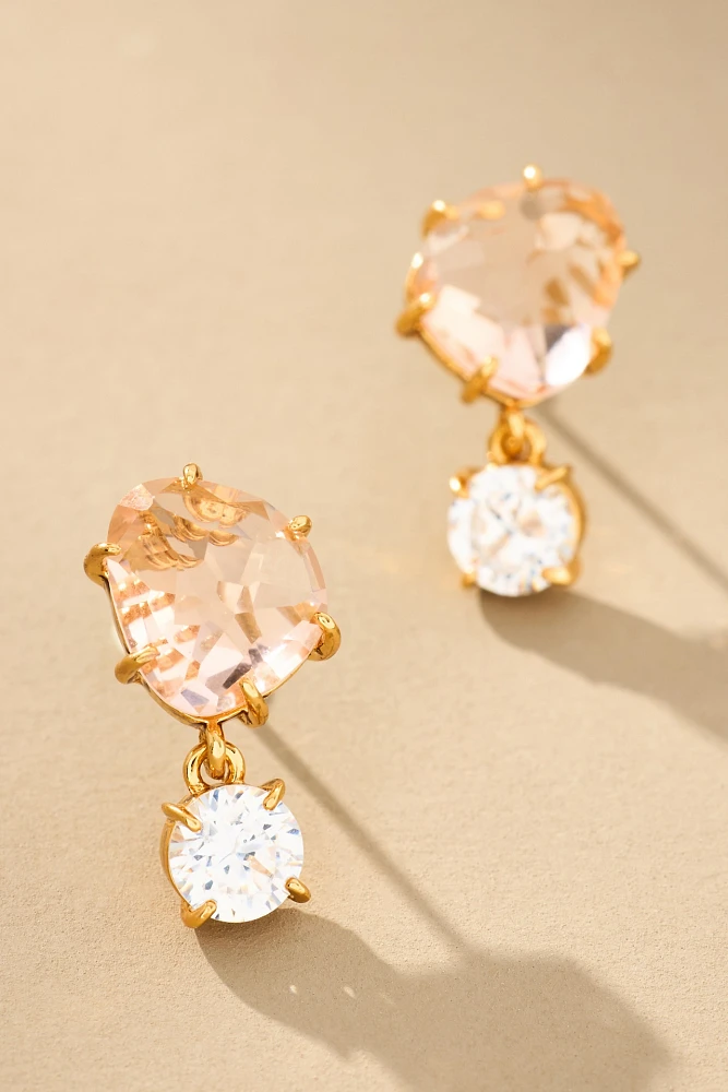 Delicate Crystal Double Drop Earrings