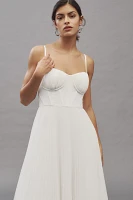 Hutch Amara Corset Pleated Tulle Fit & Flare Midi Dress